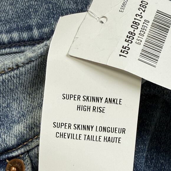 Abercrombie & Fitch Size 32 14 R Super Skinny Ankle High Rise Criss Cross Jeans - Picture 7 of 12